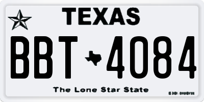 TX license plate BBT4084