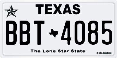 TX license plate BBT4085