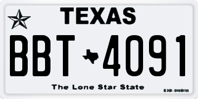 TX license plate BBT4091