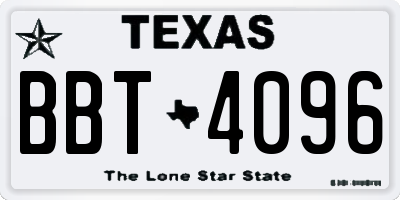 TX license plate BBT4096