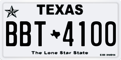 TX license plate BBT4100