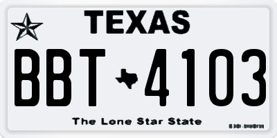TX license plate BBT4103