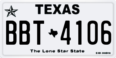 TX license plate BBT4106