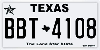 TX license plate BBT4108