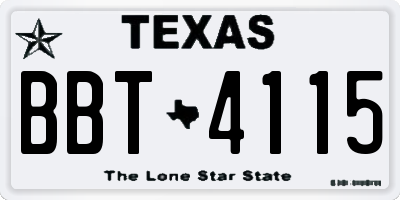 TX license plate BBT4115