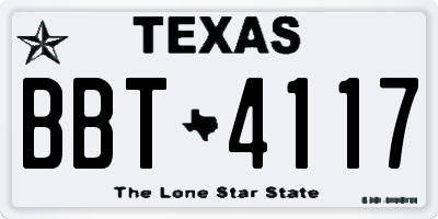 TX license plate BBT4117