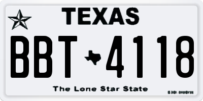 TX license plate BBT4118