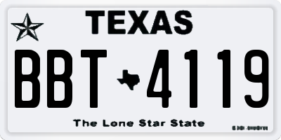TX license plate BBT4119