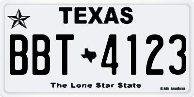 TX license plate BBT4123