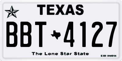 TX license plate BBT4127