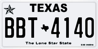TX license plate BBT4140