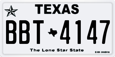 TX license plate BBT4147