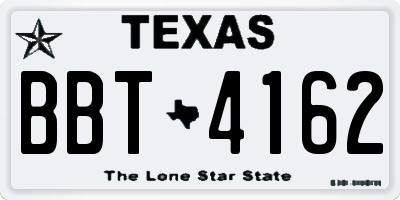 TX license plate BBT4162