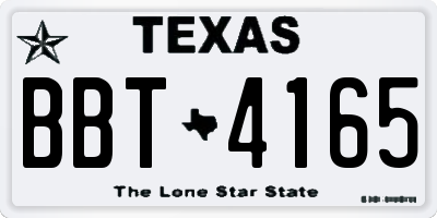 TX license plate BBT4165