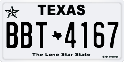 TX license plate BBT4167