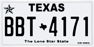 TX license plate BBT4171
