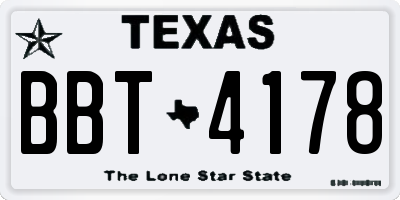 TX license plate BBT4178