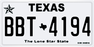 TX license plate BBT4194