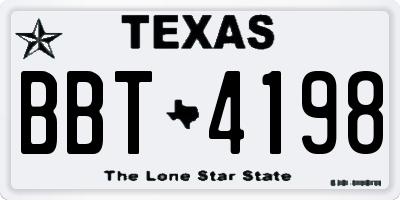 TX license plate BBT4198