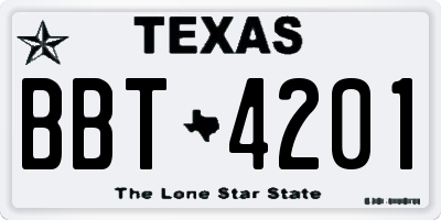 TX license plate BBT4201