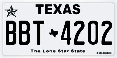 TX license plate BBT4202