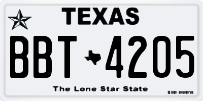 TX license plate BBT4205