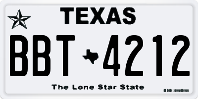 TX license plate BBT4212