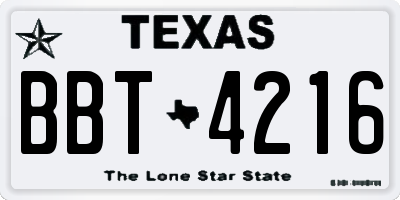 TX license plate BBT4216