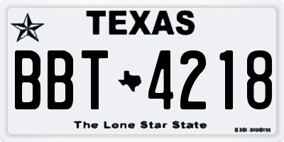 TX license plate BBT4218