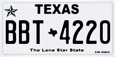 TX license plate BBT4220