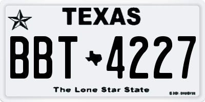 TX license plate BBT4227