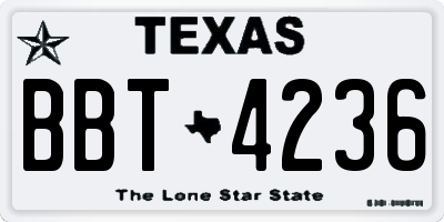 TX license plate BBT4236