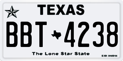 TX license plate BBT4238