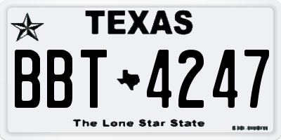 TX license plate BBT4247