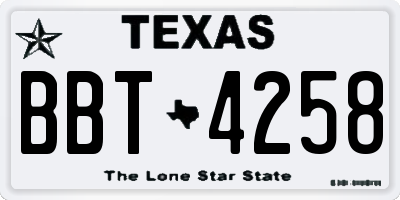 TX license plate BBT4258