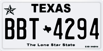 TX license plate BBT4294