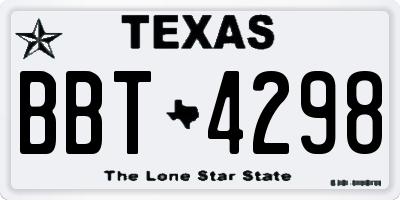 TX license plate BBT4298