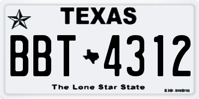 TX license plate BBT4312