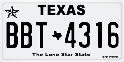 TX license plate BBT4316