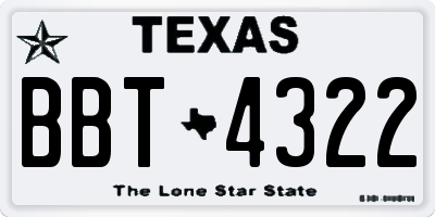 TX license plate BBT4322