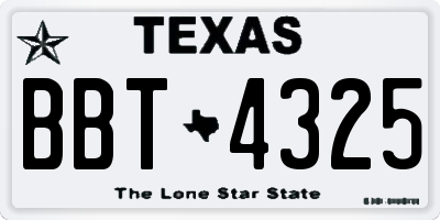 TX license plate BBT4325