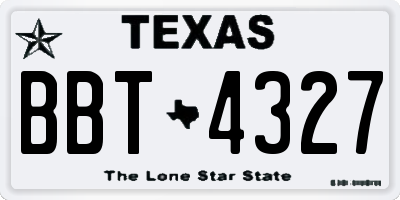 TX license plate BBT4327