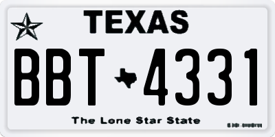 TX license plate BBT4331