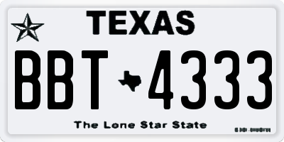 TX license plate BBT4333
