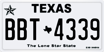 TX license plate BBT4339
