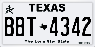 TX license plate BBT4342