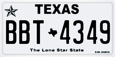 TX license plate BBT4349