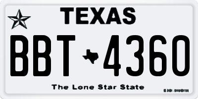 TX license plate BBT4360