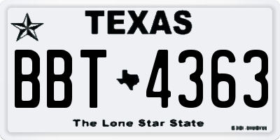 TX license plate BBT4363