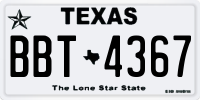 TX license plate BBT4367